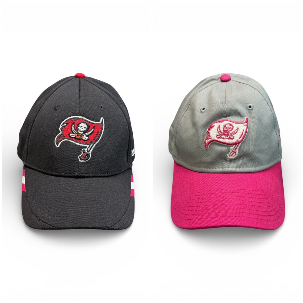 NFL Tampa Bay Buccaneers Black Pink Breast‎ Cancer Awareness Cap Hats 2 Pack